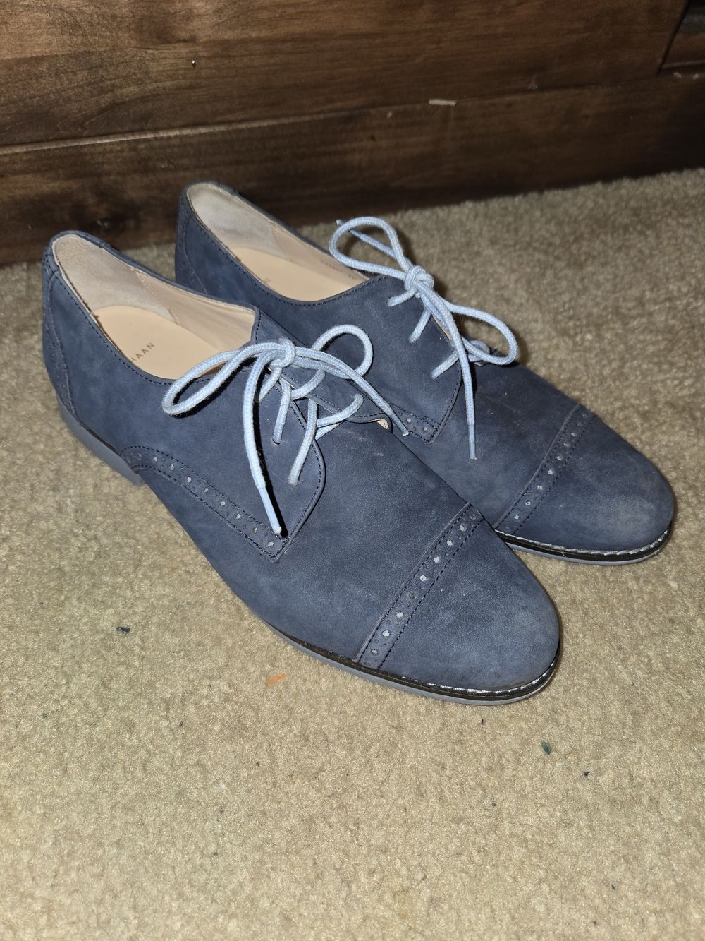 Cole Haan Navy Suede Oxford Shoes